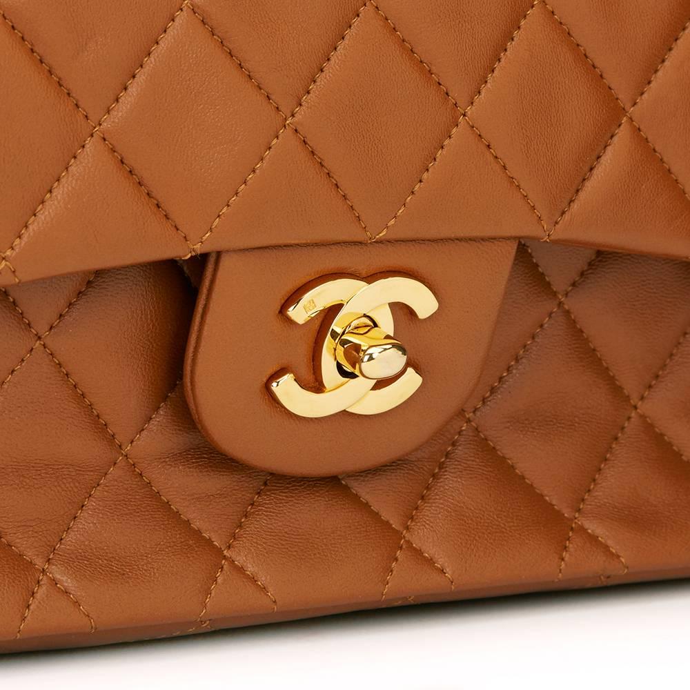 1990s Chanel Brown Quilted Lambskin Vintage Medium Classic Double Flap Bag 4