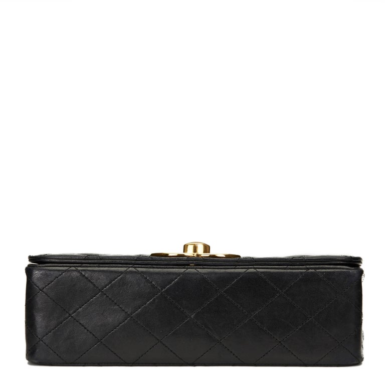 1980s Chanel Black Quilted Lambskin Vintage Classic Single Flap Bag