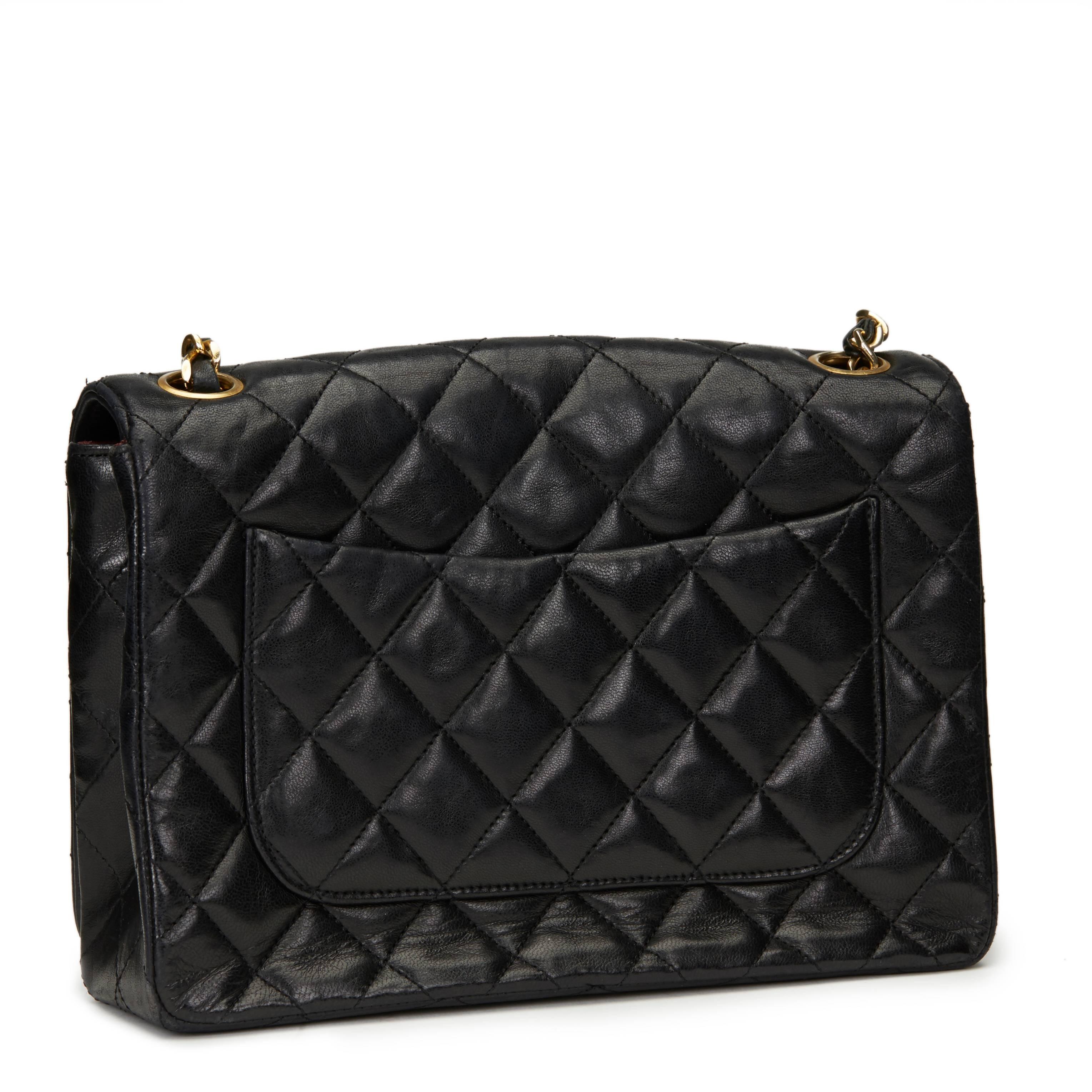 Women's 1980s Chanel Black Quilted Lambskin Vintage Classic Single Flap Bag