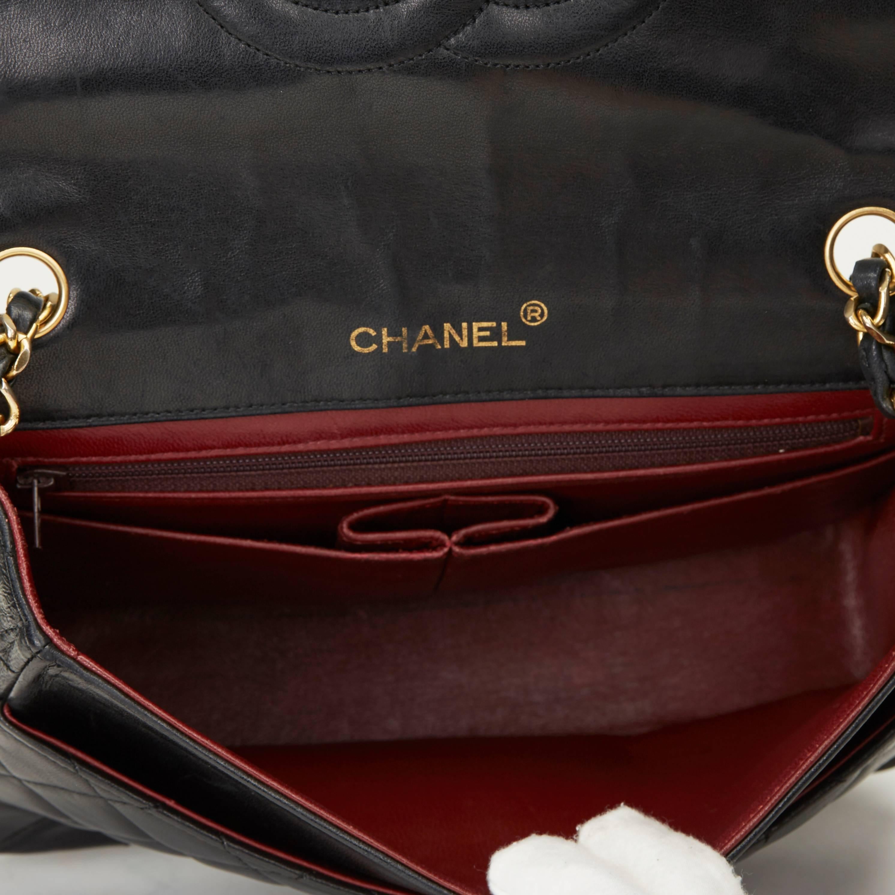 1980s Chanel Black Quilted Lambskin Vintage Classic Single Flap Bag 2