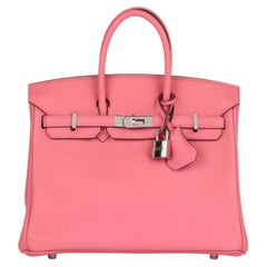 Hermès Rose Azalee Swift Leather Birkin 25cm Retourne