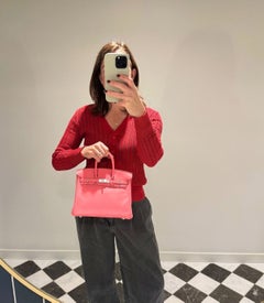 Hermès Rose Azalee Swift Leather Birkin 25cm Retourne