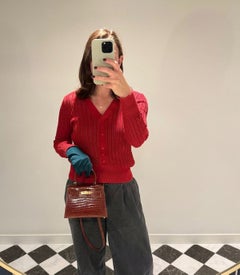 Hermès 1996 Miel Shiny Porosus Crocodile Leather Vintage Kelly 20cm Sellier