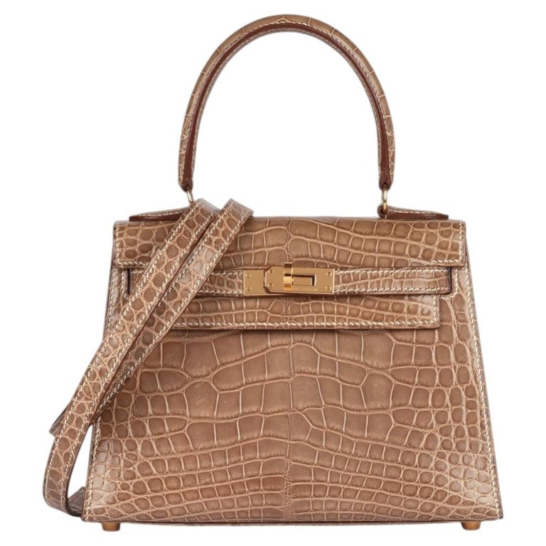 Hermès Poussière Shiny Mississippiensis Alligator Vintage Kelly 20cm Sellier