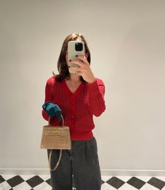 Hermès Poussière Shiny Mississippiensis Alligator Vintage Kelly 20cm Sellier