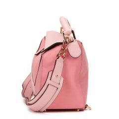 2016 Loewe Soft Pink & Candy Dark Pink Calfskin Puzzle Bag