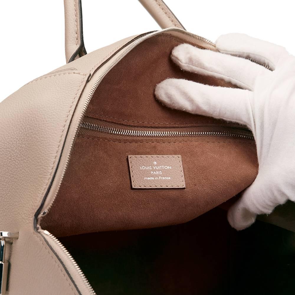 2014 Louis Vuitton Taupe Veau Cachemire Leather Soft Lockit MM 2
