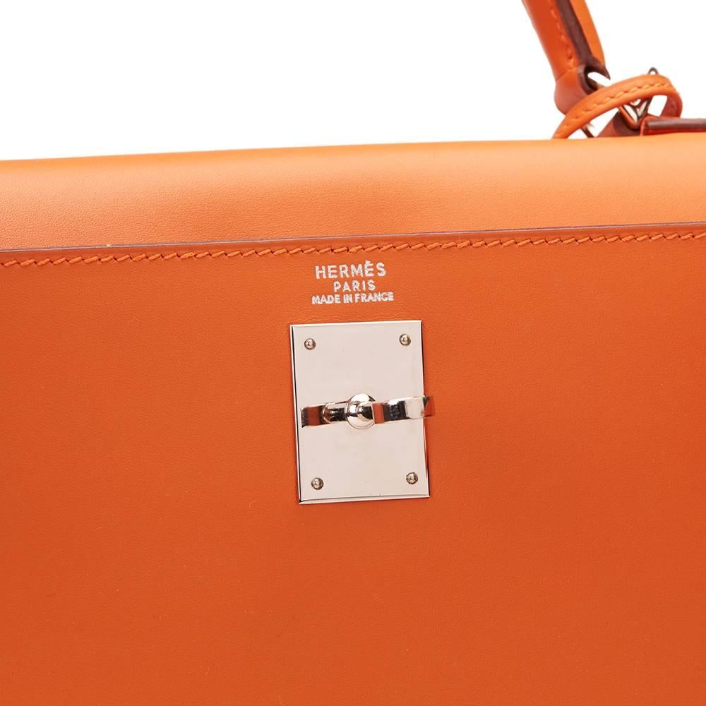 2004 Hermes Orange Box Calf Leather Kelly 32cm Sellier 1