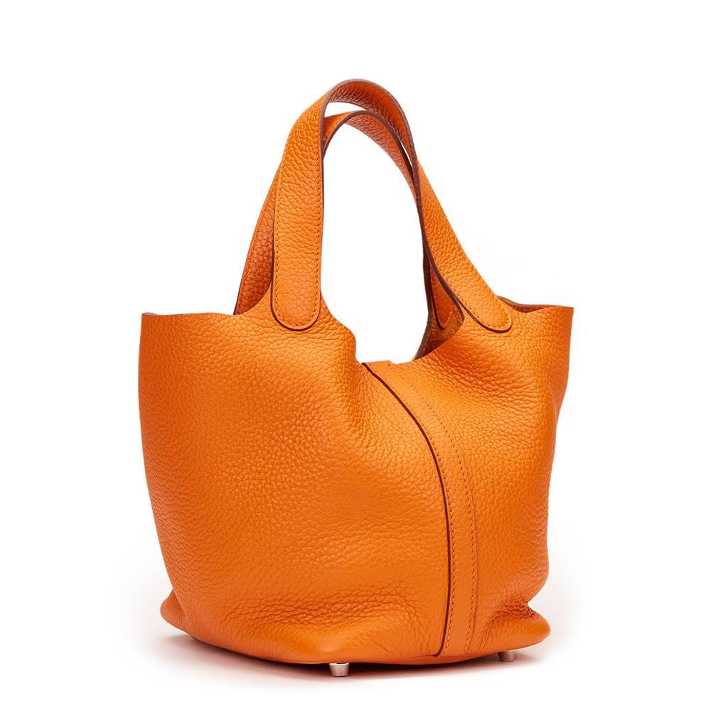 2012 Hermes Orange Clemence Leather Picotin PM 1