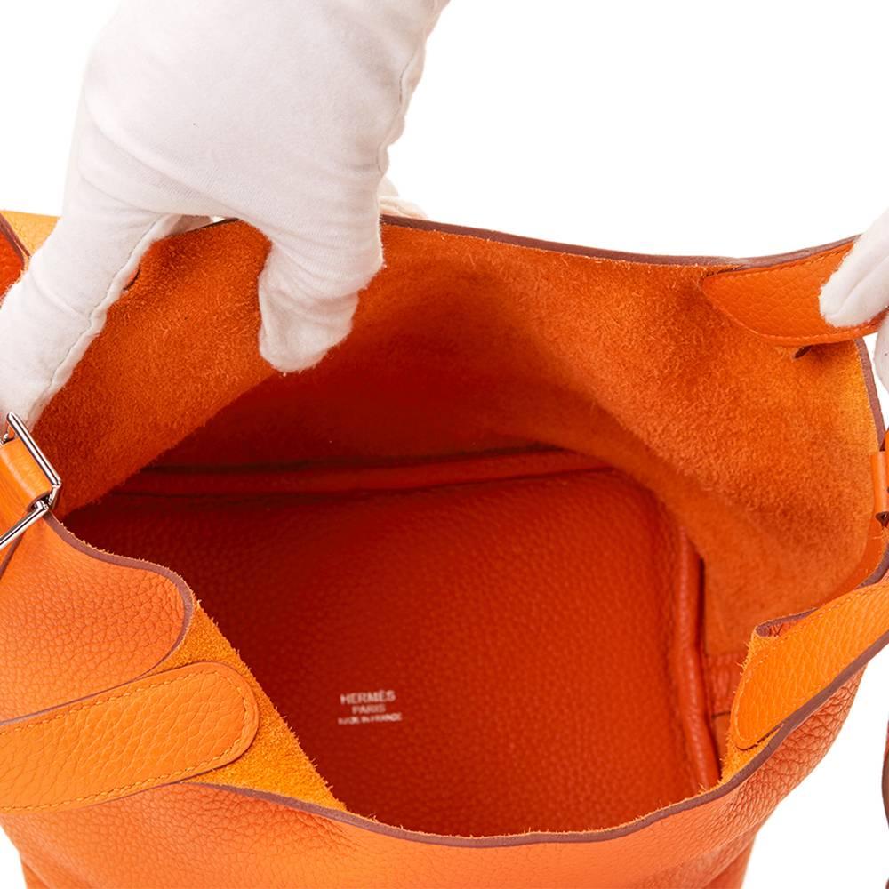 2012 Hermes Orange Clemence Leather Picotin PM 3