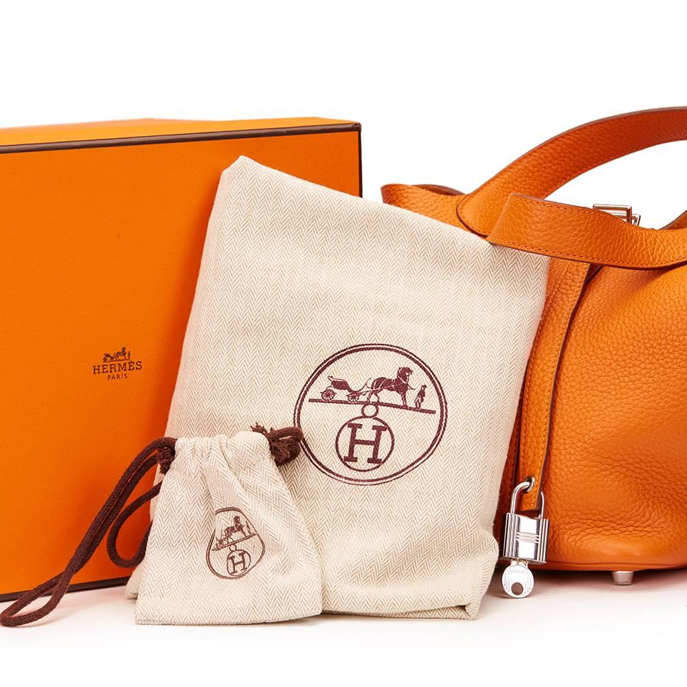 2012 Hermes Orange Clemence Leather Picotin PM 6