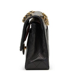 1990s Chanel Black Quilted Lambskin Vintage Medium Classic Double Flap Bag