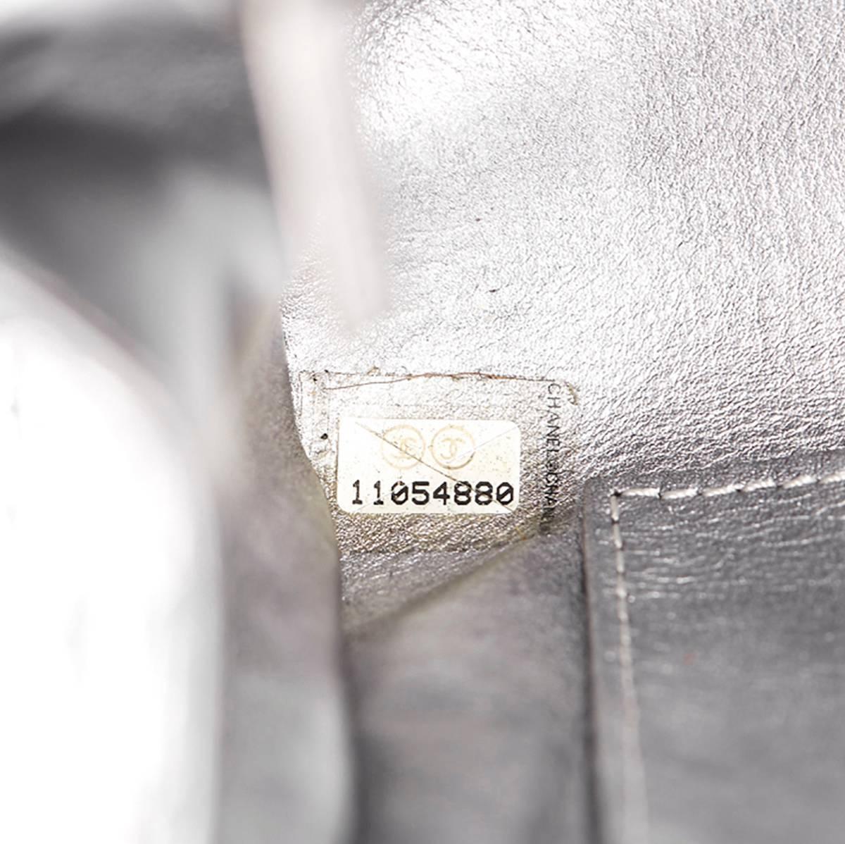2000s Chanel Metallic Silver Python Classic Single Flap Bag 2