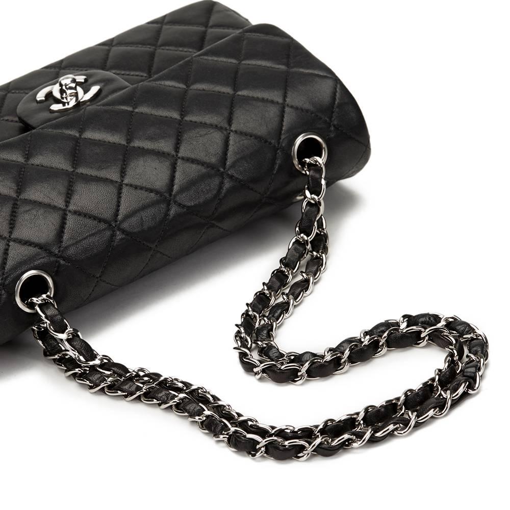2000s Chanel Black Quilted Lambskin Small Classic Double Flap Bag 2