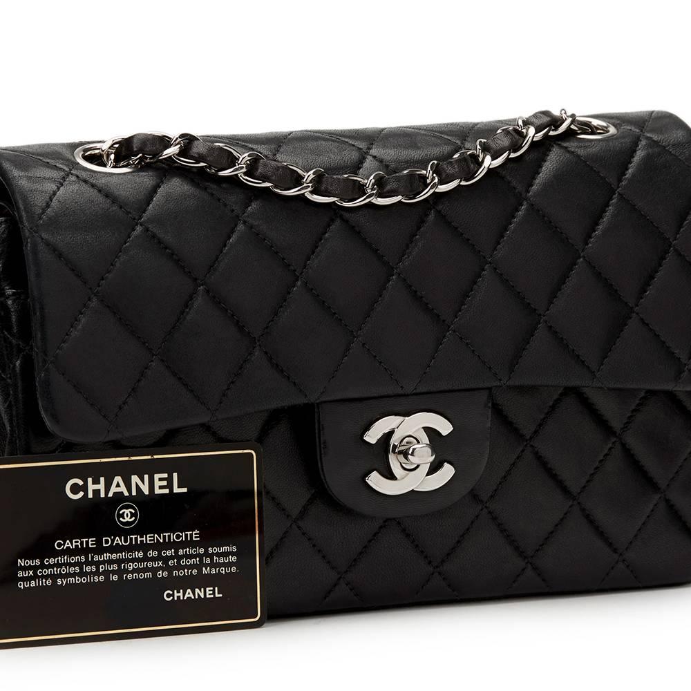 2000s Chanel Black Quilted Lambskin Small Classic Double Flap Bag 6