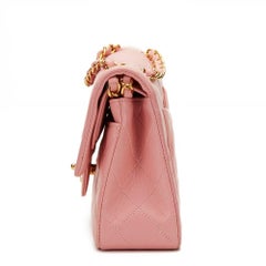 1990s Chanel Pink Quilted Lambskin Vintage Small Classic Double Flap
