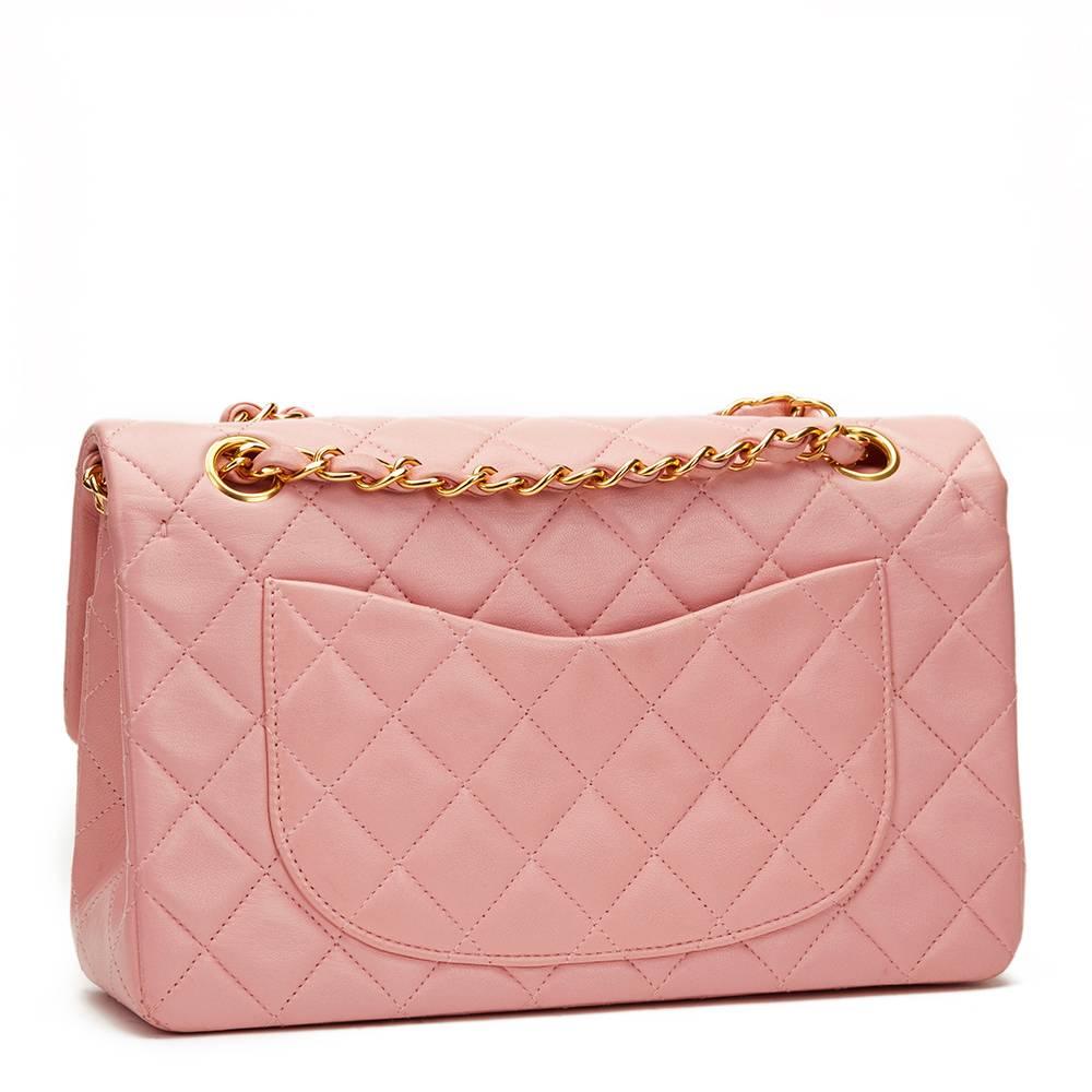 Women's 1990s Chanel Pink Quilted Lambskin Vintage Small Classic Double Flap