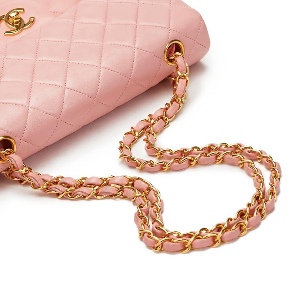 1990s Chanel Pink Quilted Lambskin Vintage Small Classic Double Flap 2