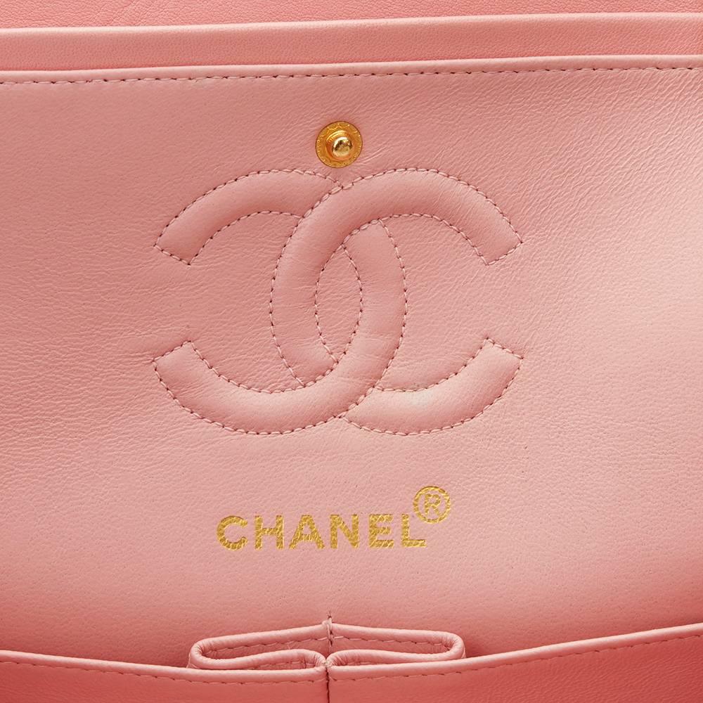 1990s Chanel Pink Quilted Lambskin Vintage Small Classic Double Flap 5