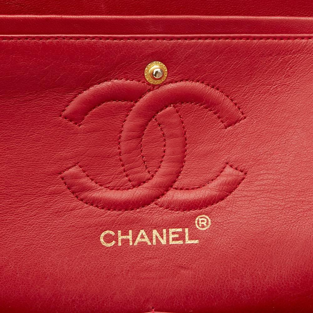 1980s Chanel Red Quilted Lambskin Vintage Small Classic Double Flap 6