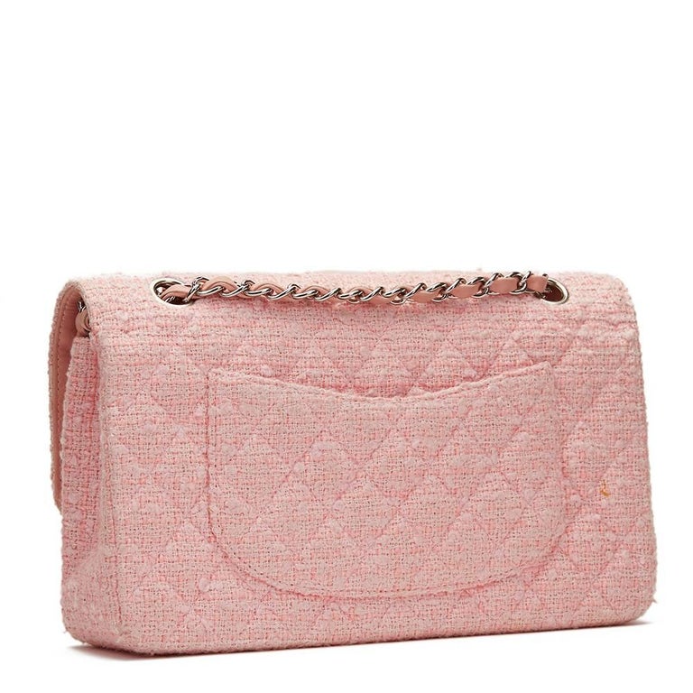 2000s Chanel Pink Quilted Tweed Medium Classic Double Flap Bag at 1stDibs