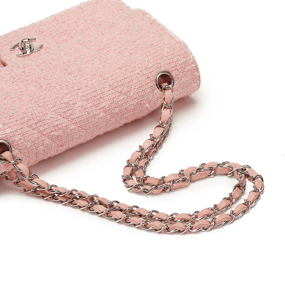 Women's 2000s Chanel Pink Quilted Tweed Medium Classic Double Flap Bag