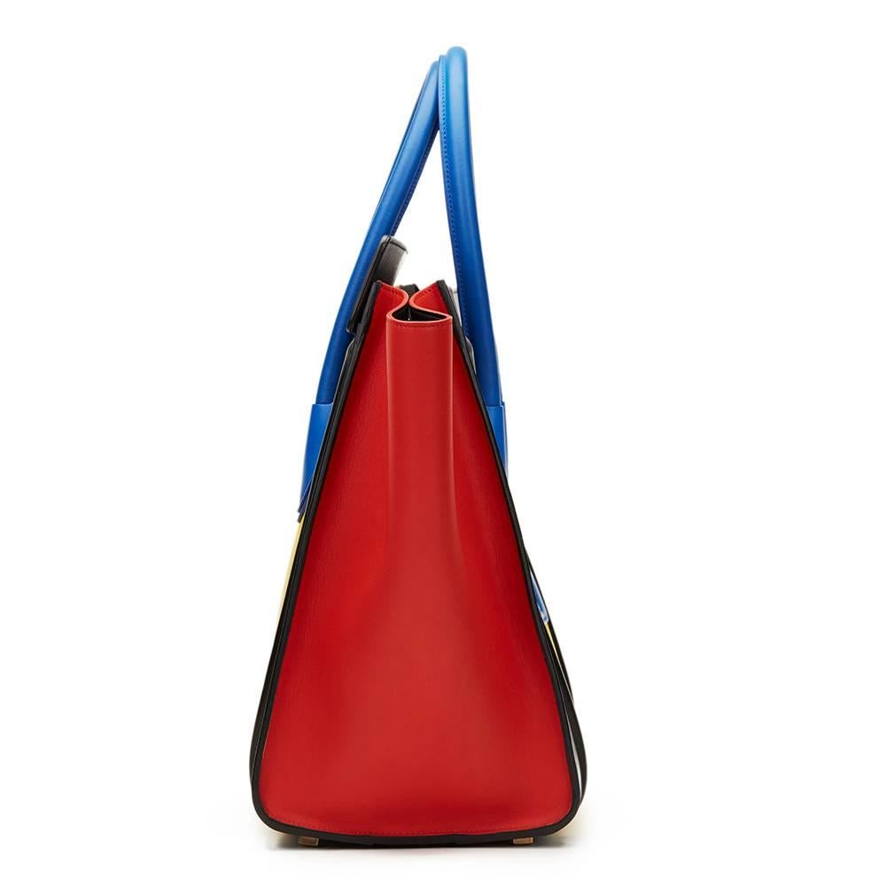Yellow 2010s Celine Primary Colour Smooth Calfskin Leather Mini Luggage Tote