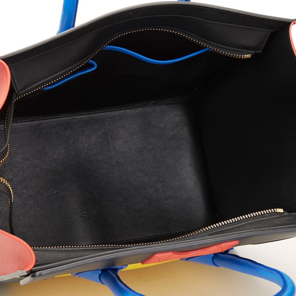 2010s Celine Primary Colour Smooth Calfskin Leather Mini Luggage Tote 2