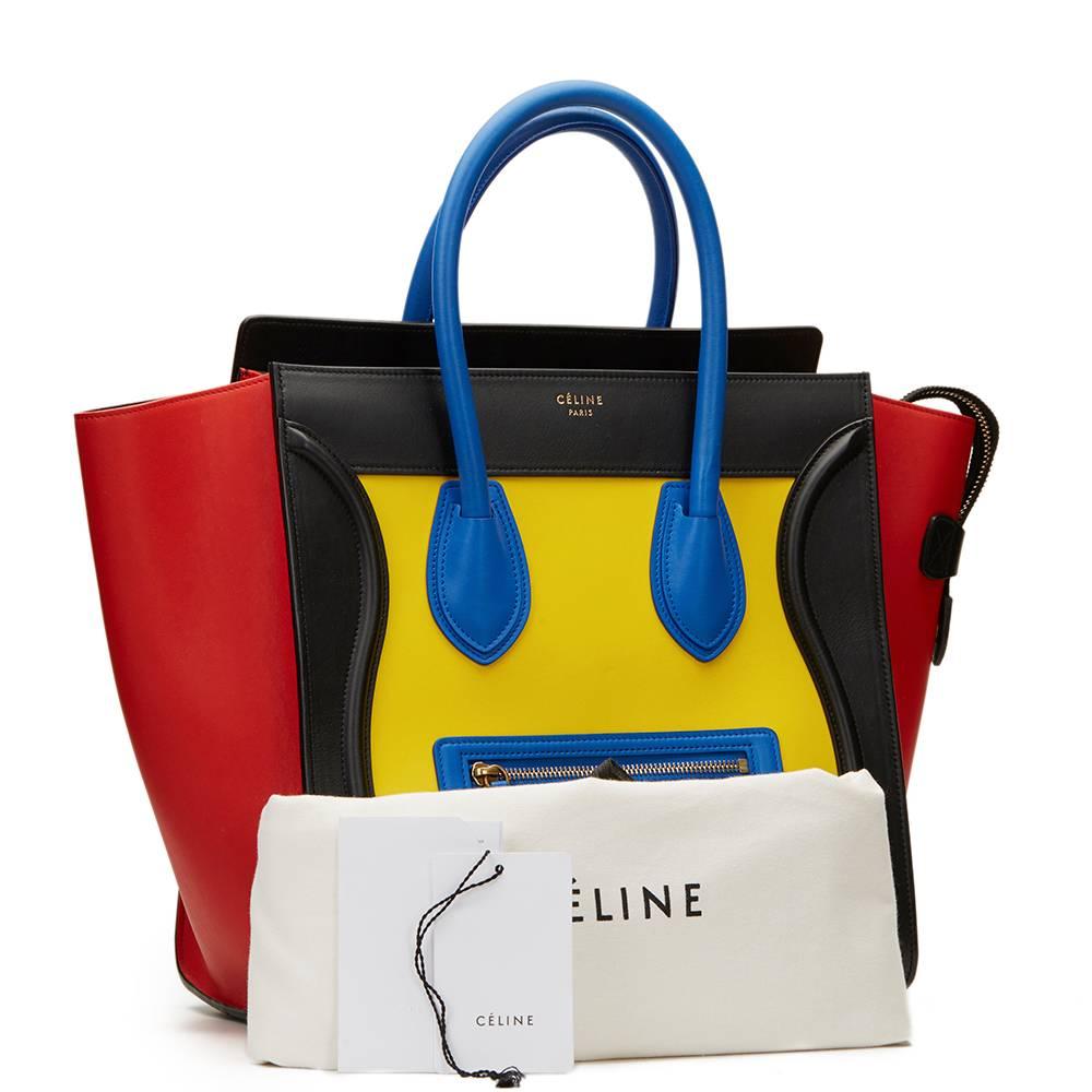 2010s Celine Primary Colour Smooth Calfskin Leather Mini Luggage Tote 5