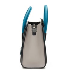 2016 Celine Grau:: Türkis:: Schwarz Glattes Kalbsleder Nano Luggage Tote