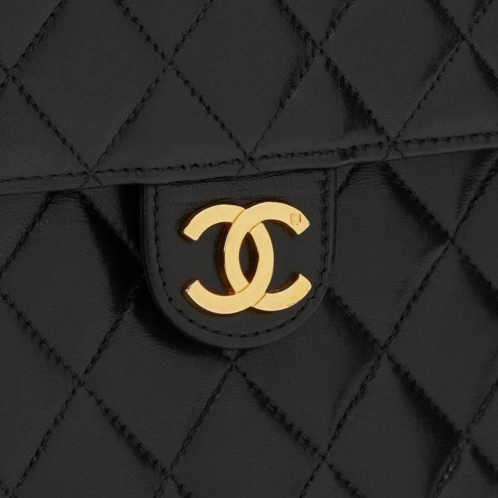 1990s Chanel Black Quilted Lambskin Vintage Classic Single Flap Bag 3