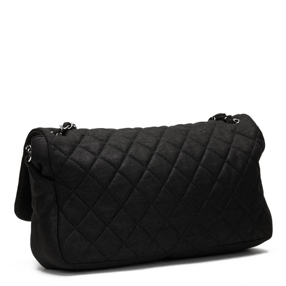 2009 Chanel Black Quilted Jersey Fabric Single Flap Bag 1