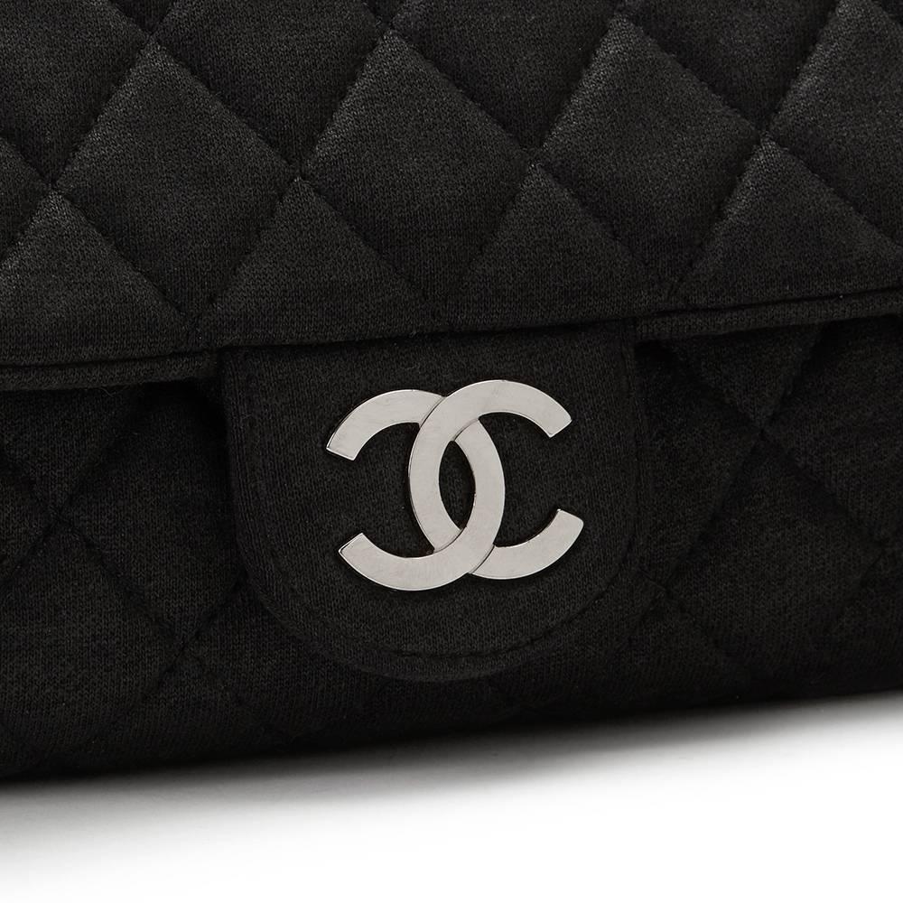 2009 Chanel Black Quilted Jersey Fabric Single Flap Bag 2