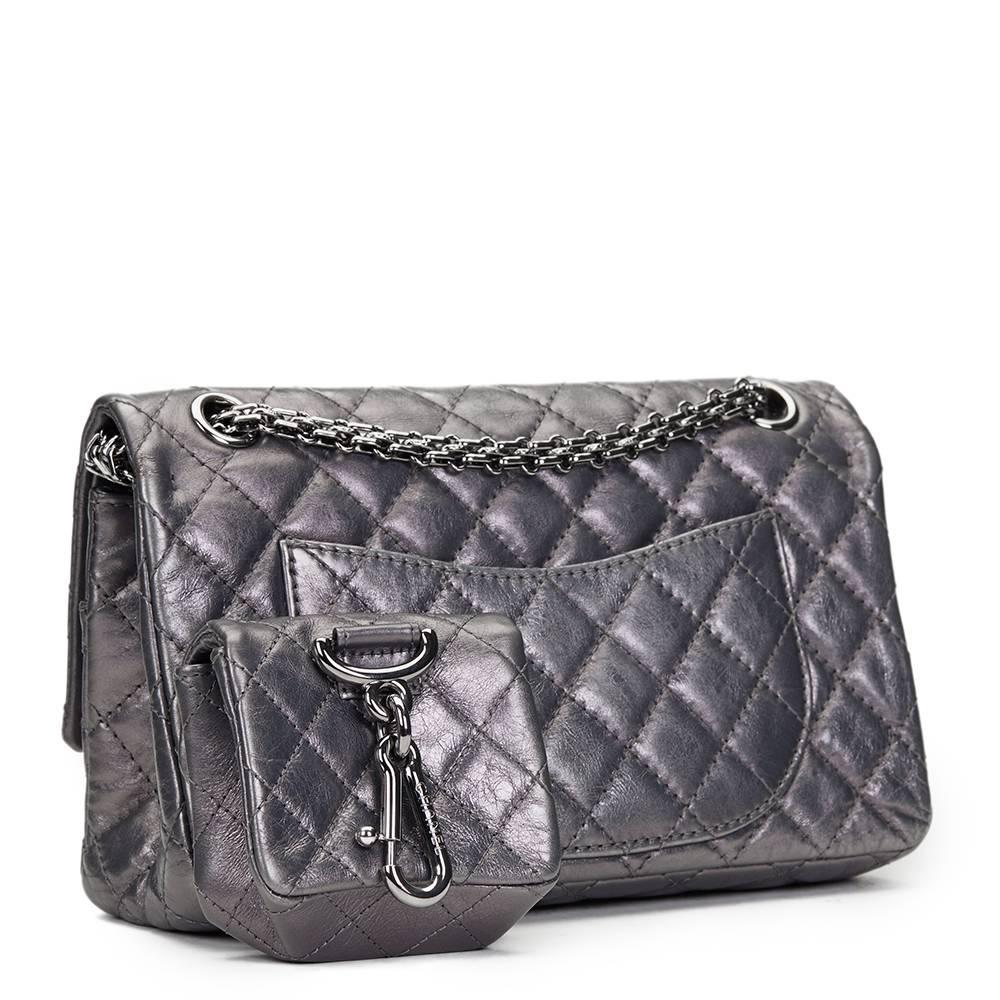Women's 2010 Chanel Dark Silver Aged Calfskin 2.55 Reissue 225 Double Flap Bag