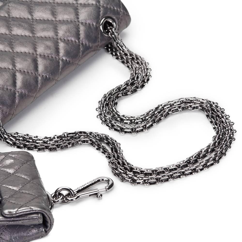 2010 Chanel Dark Silver Aged Calfskin 2.55 Reissue 225 Double Flap Bag 1