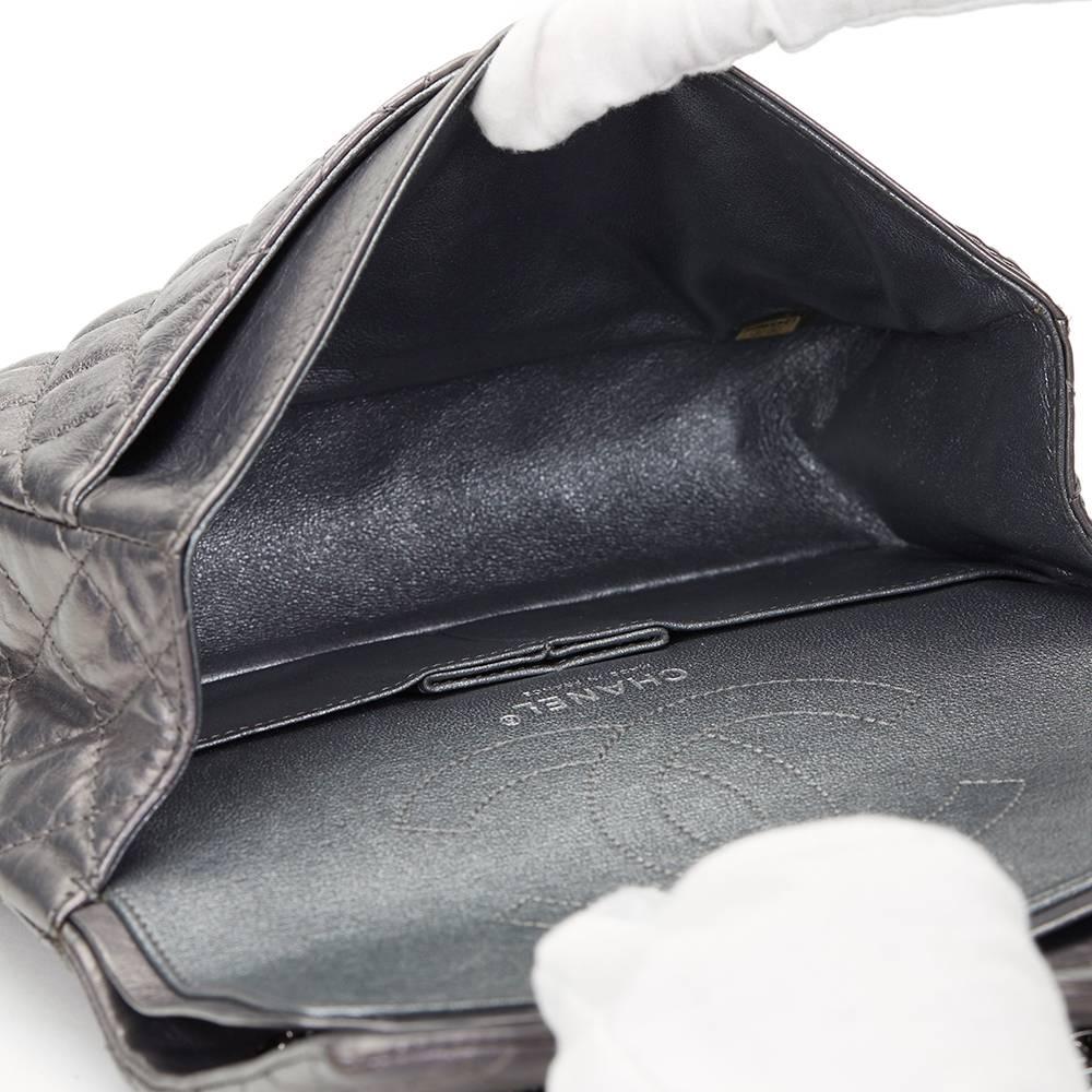 2010 Chanel Dark Silver Aged Calfskin 2.55 Reissue 225 Double Flap Bag 3