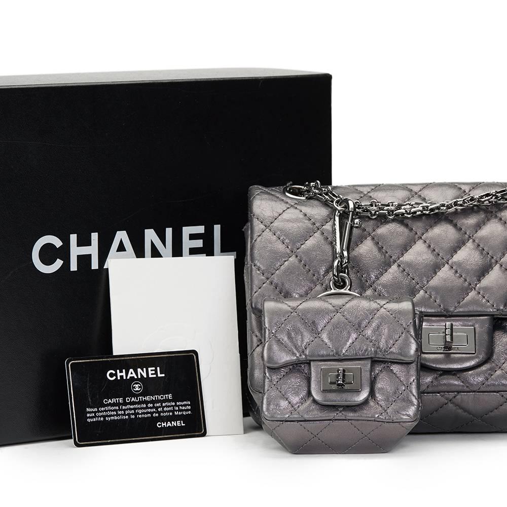 2010 Chanel Dark Silver Aged Calfskin 2.55 Reissue 225 Double Flap Bag 5