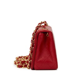 1980s Chanel Red Quilted Lambskin Vintage Mini Flap Bag