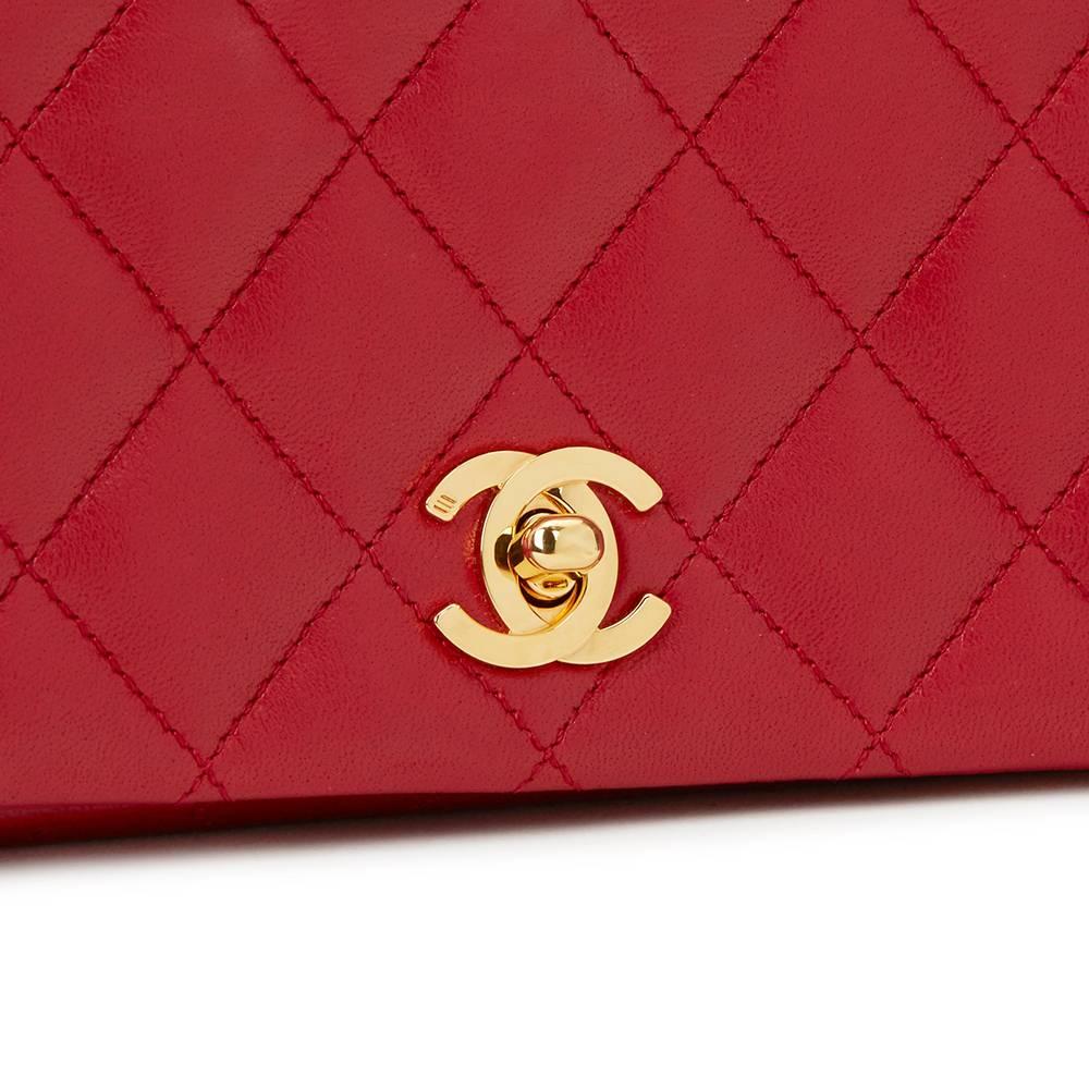 1980s Chanel Red Quilted Lambskin Vintage Mini Flap Bag 3