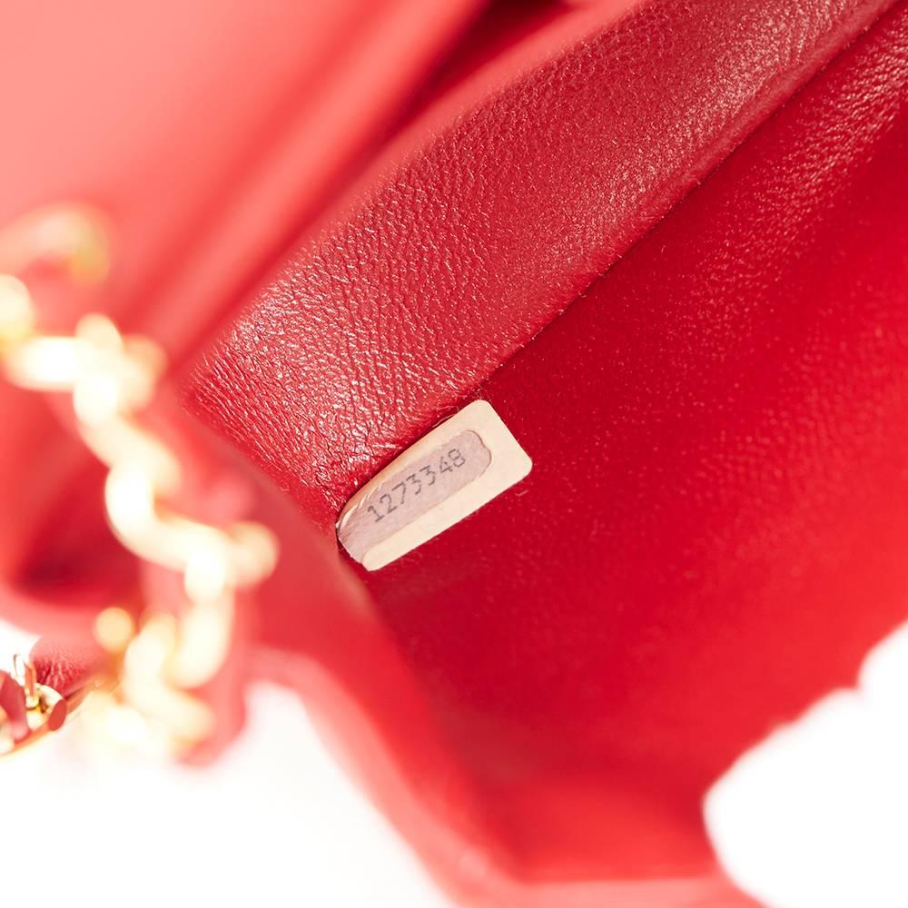 1980s Chanel Red Quilted Lambskin Vintage Mini Flap Bag 4