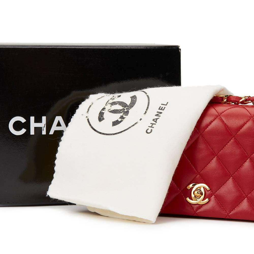 1980s Chanel Red Quilted Lambskin Vintage Mini Flap Bag 6