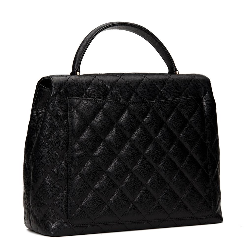 2002 Chanel Black Quilted Caviar Leather Timeless Kelly 1