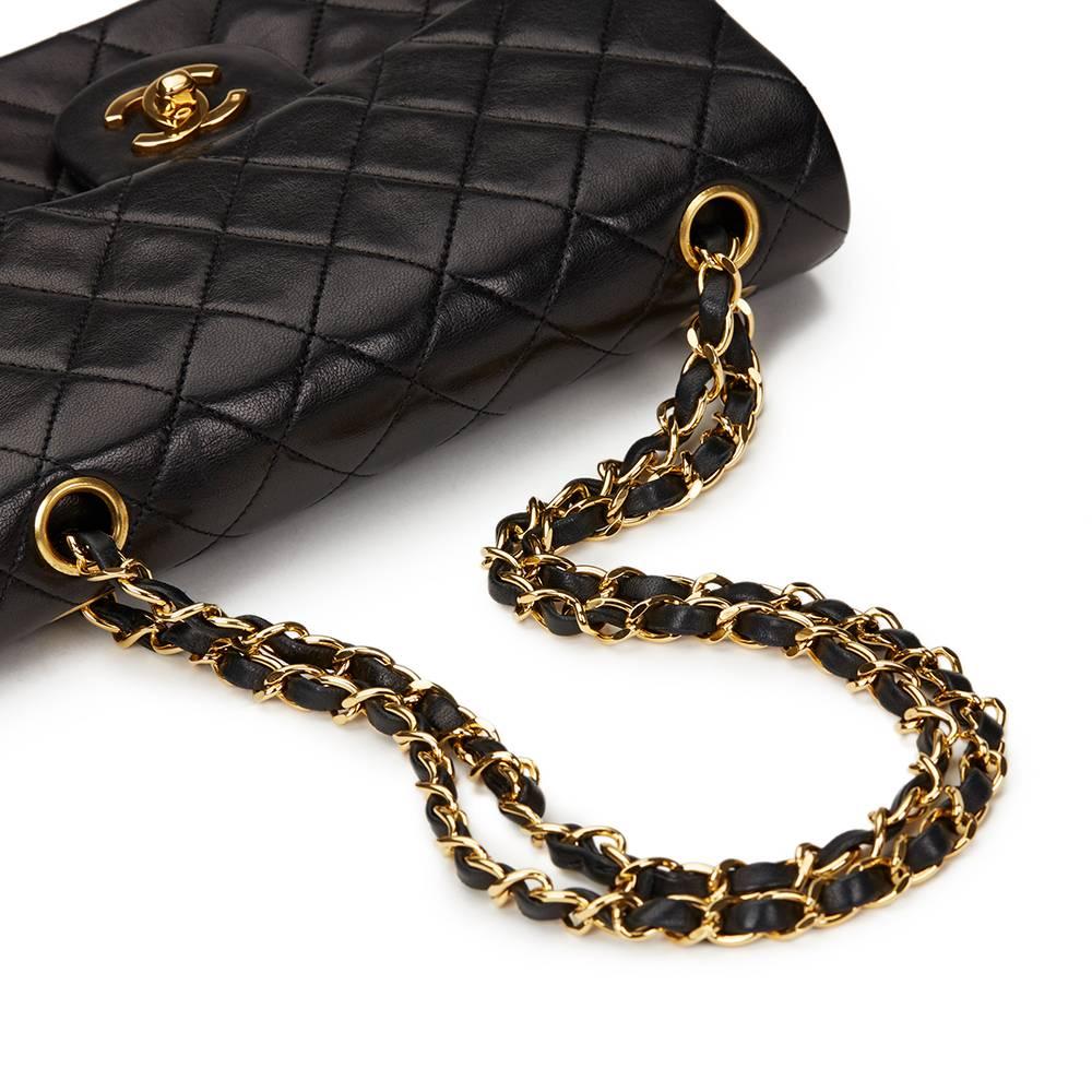 1980s Chanel Black Quilted Lambskin Vintage Small Classic Double Flap Bag 4