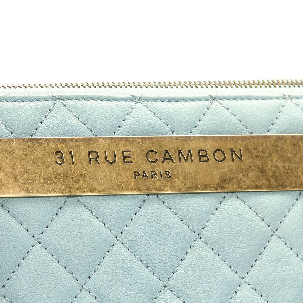 2010s Chanel Pale Blue Quilted Calfskin Leather Timeless Shoulder Tote 2