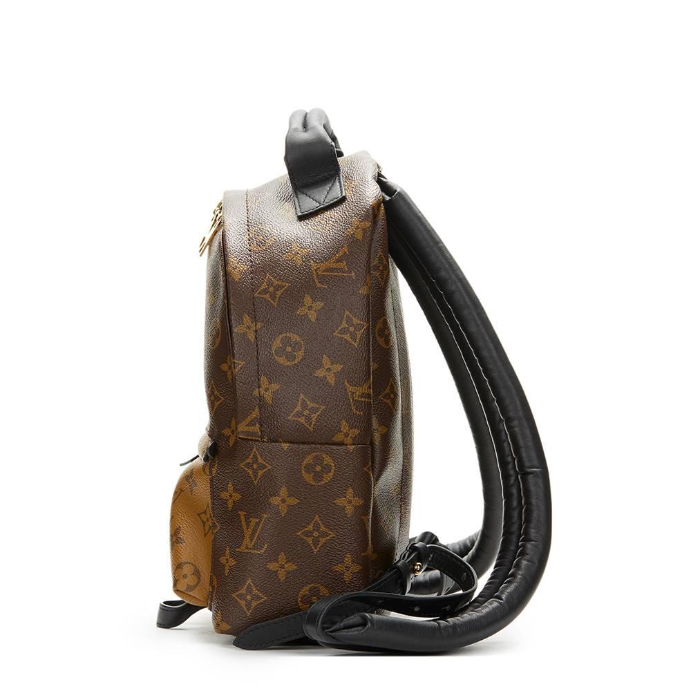 2016 Louis Vuitton Brown Monogram Reverse Coated Canvas Palm Springs Backpack PM In Excellent Condition In Bishop's Stortford, Hertfordshire