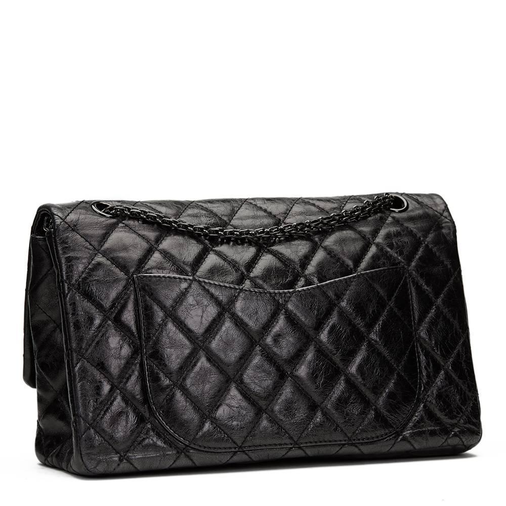 2000s Chanel Black Glazed Calfskin SO Black 2.55 Reissue 227 Double Flap Bag 1