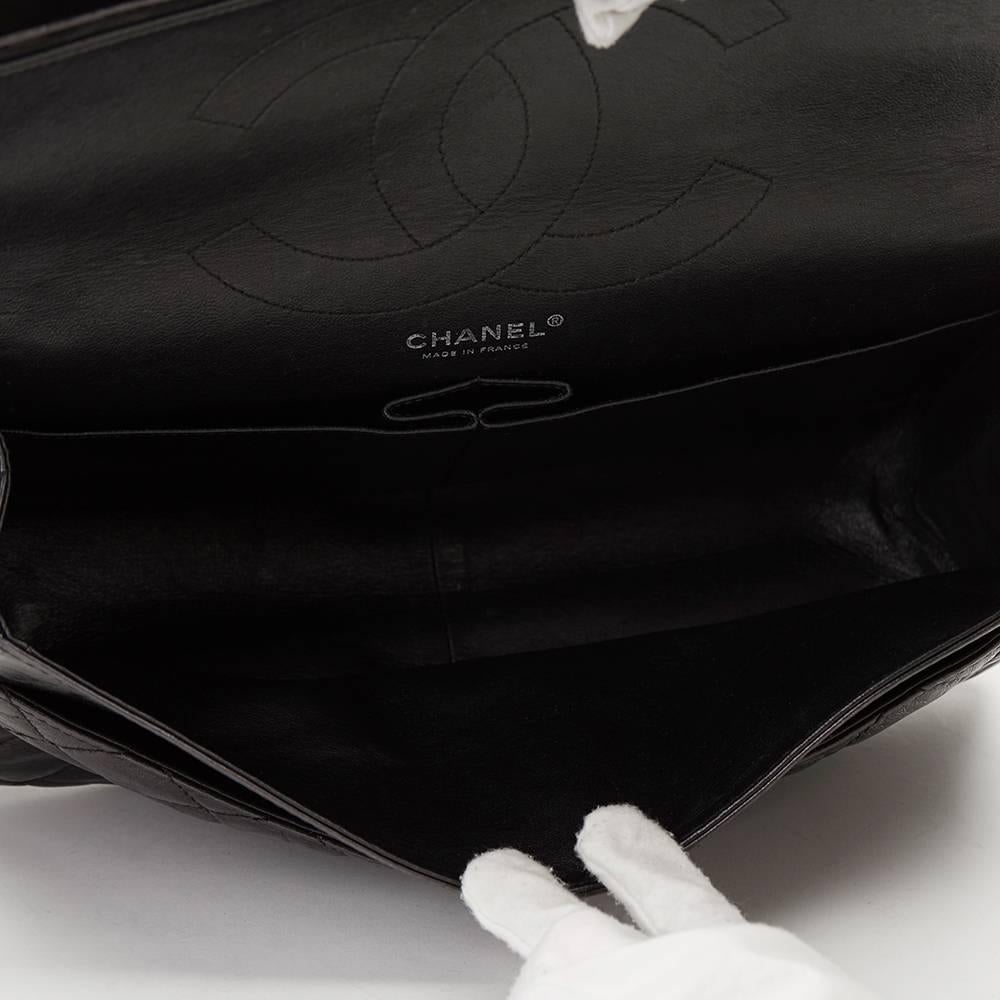 2000s Chanel Black Glazed Calfskin SO Black 2.55 Reissue 227 Double Flap Bag 5