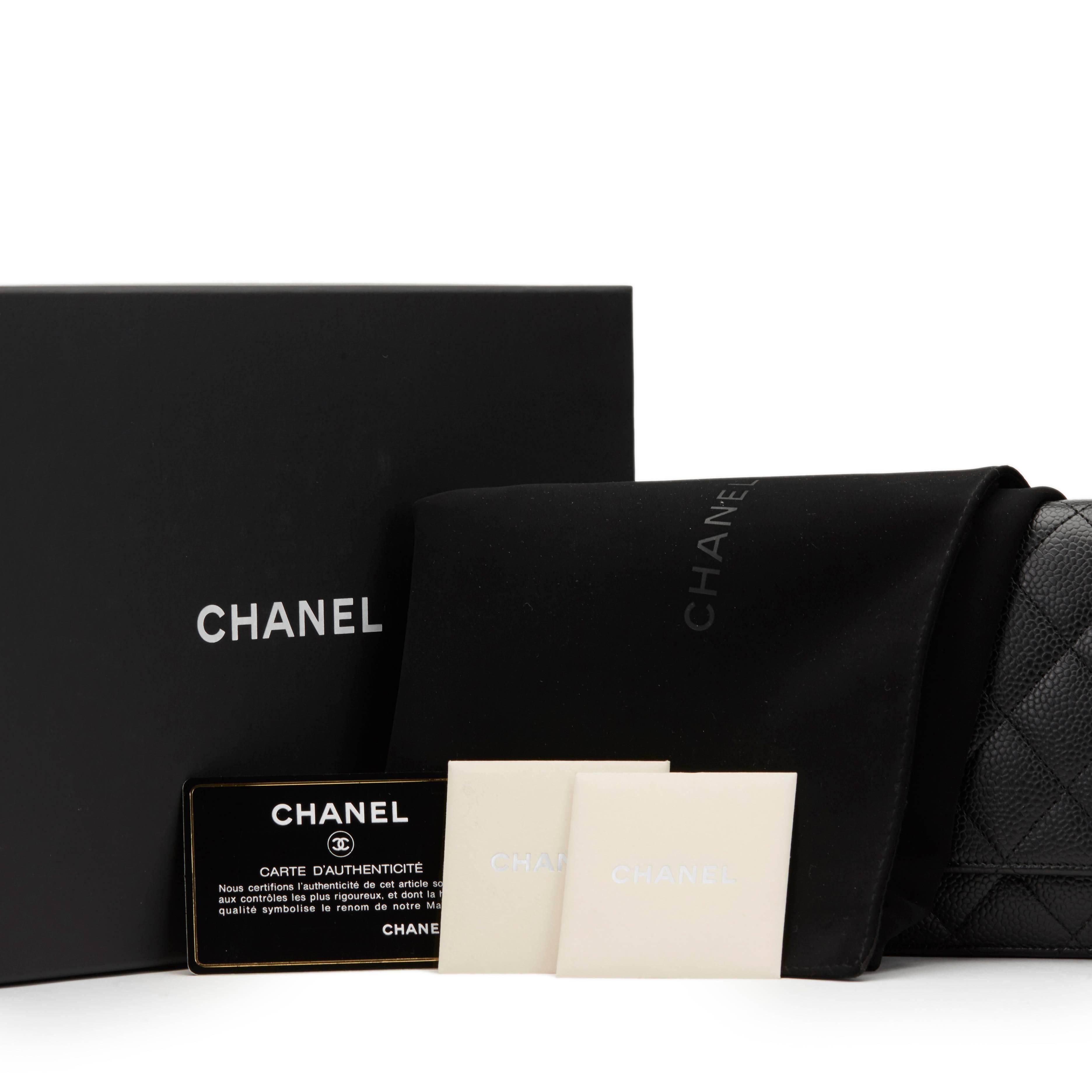 2013 Chanel Black Quilted Caviar Leather Wallet-on-Chain WOC 6