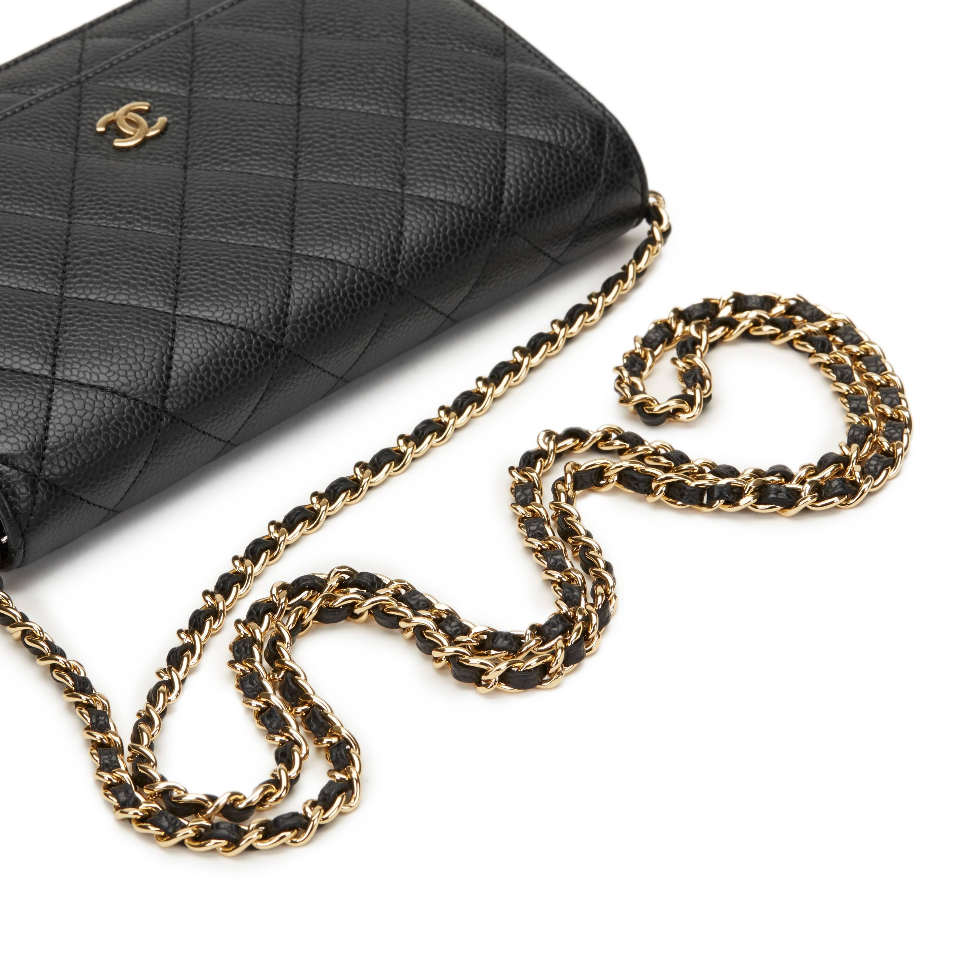 2013 Chanel Black Quilted Caviar Leather Wallet-on-Chain WOC 5