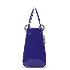 2015 Dior Blue Quilted Patent Leather Medium Lady Dior